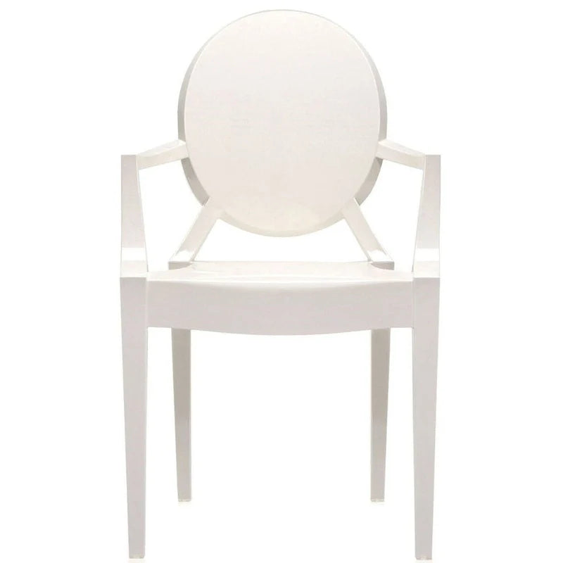 Lot de 2 chaises empilables en lucite transparentes pour cuisine, terrasse, salle à manger, salon, chambre, fête, avec dossier ovale, bureau