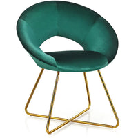 Costway Chaise d'appoint moderne en velours, chaise de coiffeuse rembourrée avec dorures - Voir détails