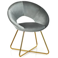 Costway Chaise d'appoint moderne en velours, chaise de coiffeuse rembourrée avec dorures - Voir détails