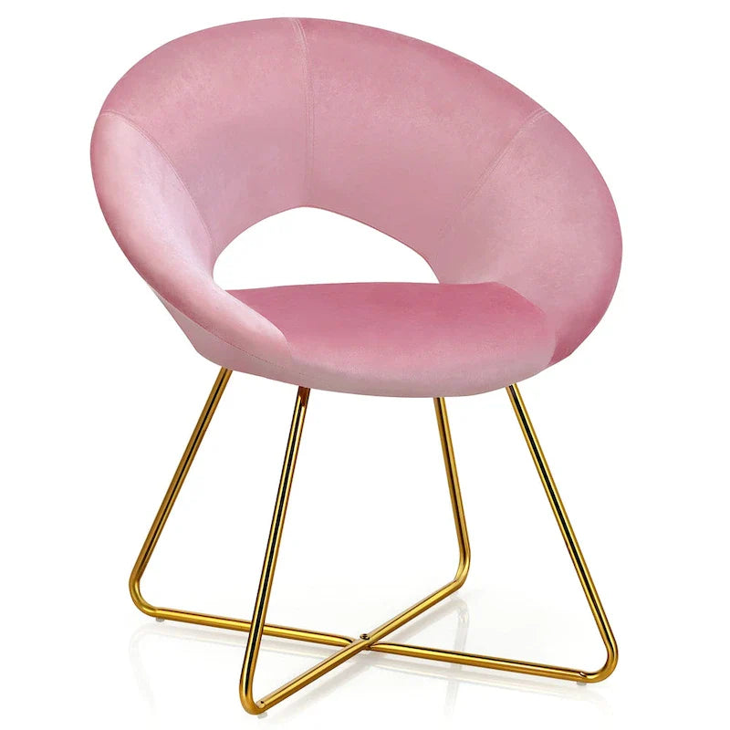 Costway Chaise d'appoint moderne en velours, chaise de coiffeuse rembourrée avec dorures - Voir détails