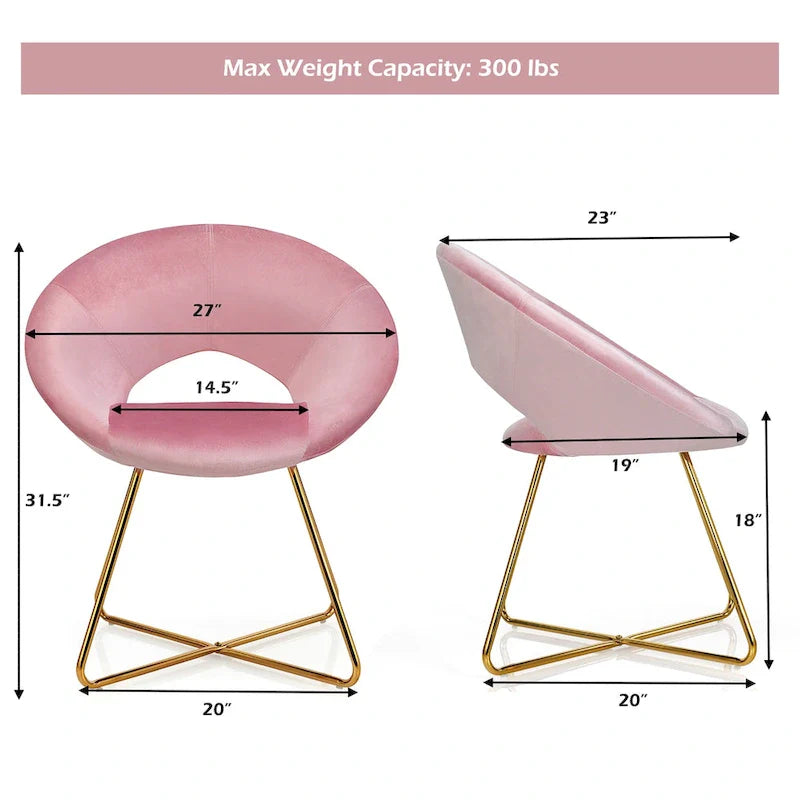 Costway Chaise d'appoint moderne en velours, chaise de coiffeuse rembourrée avec dorures - Voir détails