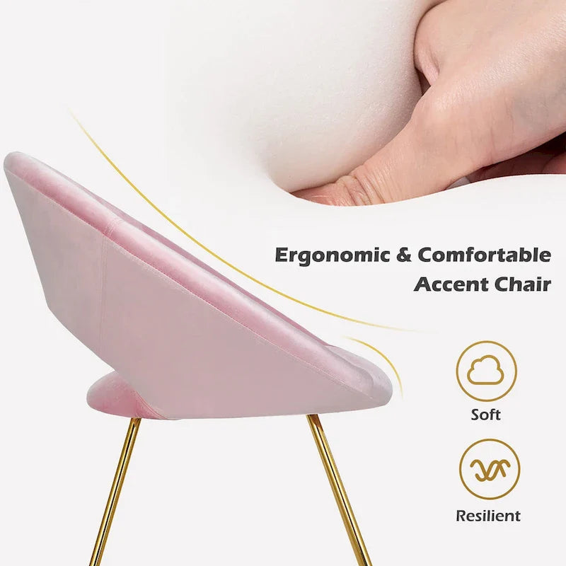 Costway Chaise d'appoint moderne en velours, chaise de coiffeuse rembourrée avec dorures - Voir détails