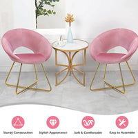 Costway Chaise d'appoint moderne en velours, chaise de coiffeuse rembourrée avec dorures - Voir détails