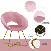 Costway Chaise d'appoint moderne en velours, chaise de coiffeuse rembourrée avec dorures - Voir détails