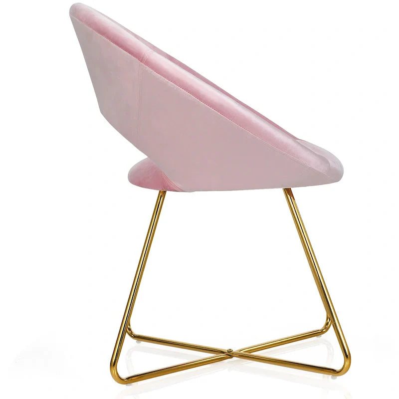 Costway Chaise d'appoint moderne en velours, chaise de coiffeuse rembourrée avec dorures - Voir détails