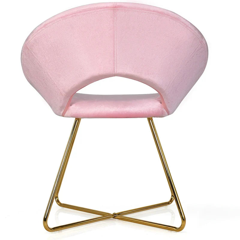 Costway Chaise d'appoint moderne en velours, chaise de coiffeuse rembourrée avec dorures - Voir détails