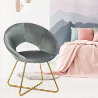 Costway Chaise d'appoint moderne en velours, chaise de coiffeuse rembourrée avec dorures - Voir détails