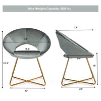 Costway Chaise d'appoint moderne en velours, chaise de coiffeuse rembourrée avec dorures - Voir détails