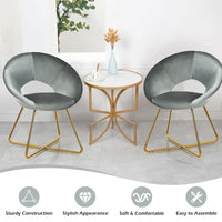 Costway Chaise d'appoint moderne en velours, chaise de coiffeuse rembourrée avec dorures - Voir détails