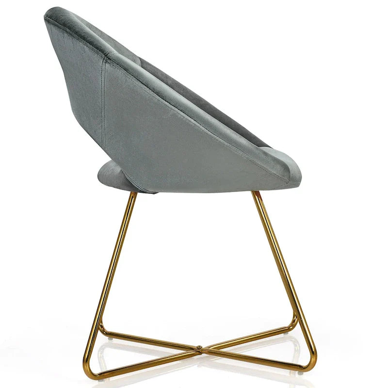 Costway Chaise d'appoint moderne en velours, chaise de coiffeuse rembourrée avec dorures - Voir détails