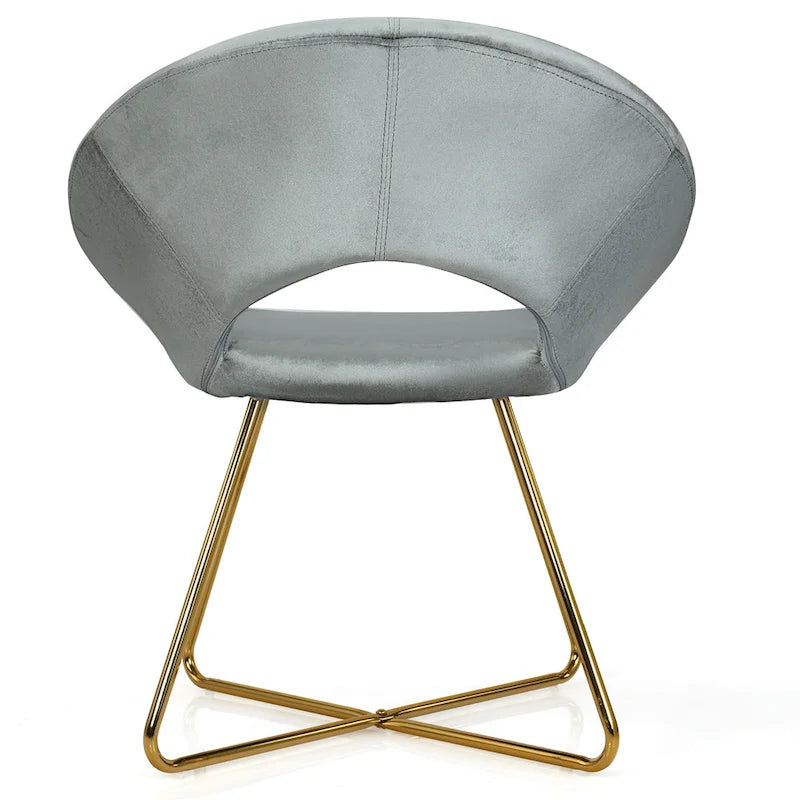 Costway Chaise d'appoint moderne en velours, chaise de coiffeuse rembourrée avec dorures - Voir détails