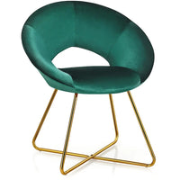 Costway Chaise d'appoint moderne en velours, chaise de coiffeuse rembourrée avec dorures - Voir détails