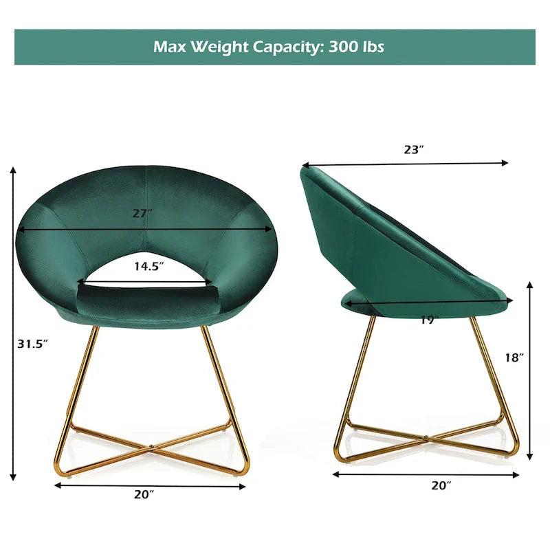 Costway Chaise d'appoint moderne en velours, chaise de coiffeuse rembourrée avec dorures - Voir détails