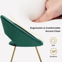 Costway Chaise d'appoint moderne en velours, chaise de coiffeuse rembourrée avec dorures - Voir détails