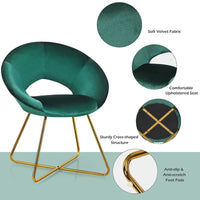 Costway Chaise d'appoint moderne en velours, chaise de coiffeuse rembourrée avec dorures - Voir détails