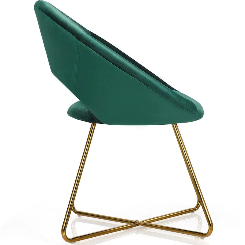 Costway Chaise d'appoint moderne en velours, chaise de coiffeuse rembourrée avec dorures - Voir détails