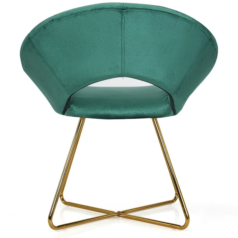 Costway Chaise d'appoint moderne en velours, chaise de coiffeuse rembourrée avec dorures - Voir détails