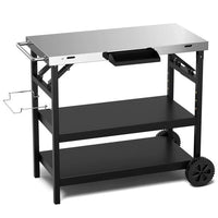 Chariot extérieur pliable 3 niveaux sur 2 roues avec porte-telephone - Noir - 42 x 20,5 x 33 (L x l x H)