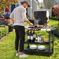 Chariot extérieur pliable 3 niveaux sur 2 roues avec porte-telephone - Noir - 42 x 20,5 x 33 (L x l x H)