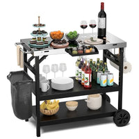 Chariot extérieur pliable 3 niveaux sur 2 roues avec porte-telephone - Noir - 42 x 20,5 x 33 (L x l x H)