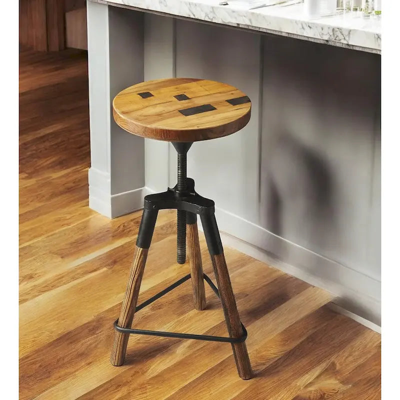 Tabouret de bar pivotant en bois de récupération