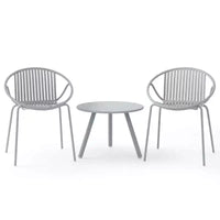 Costway Ensemble Bistro 3 Pièces Résistant aux Intempéries en PP Salon de Jardin avec Table Basse Ronde Gris/Vert