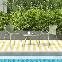 Costway Ensemble Bistro 3 Pièces Résistant aux Intempéries en PP Salon de Jardin avec Table Basse Ronde Gris/Vert