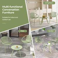Costway Ensemble Bistro 3 Pièces Résistant aux Intempéries en PP Salon de Jardin avec Table Basse Ronde Gris/Vert