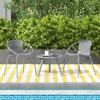 Costway Ensemble Bistro 3 Pièces Résistant aux Intempéries en PP Salon de Jardin avec Table Basse Ronde Gris/Vert