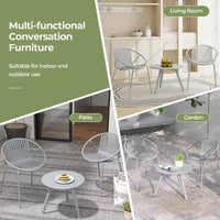 Costway Ensemble Bistro 3 Pièces Résistant aux Intempéries en PP Salon de Jardin avec Table Basse Ronde Gris/Vert