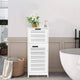 Meuble de Rangement pour Linge de Bain Blanc Miami avec Porte et Tiroir Ventilés - 14.7L x 11.13W x 32.12H