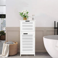 Meuble de Rangement pour Linge de Bain Blanc Miami avec Porte et Tiroir Ventilés - 14.7L x 11.13W x 32.12H