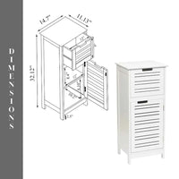 Meuble de Rangement pour Linge de Bain Blanc Miami avec Porte et Tiroir Ventilés - 14.7L x 11.13W x 32.12H