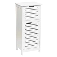 Meuble de Rangement pour Linge de Bain Blanc Miami avec Porte et Tiroir Ventilés - 14.7L x 11.13W x 32.12H