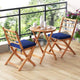 Costway 3 PCS Acacia Wood Patio Bistro Set Folding Outdoor Table and Chairs with Cushions Off White/Navy/Gray