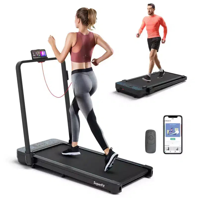 Tapis de course pliable Costway 2 en 1 avec télécommande et contrôle par application et écran LED