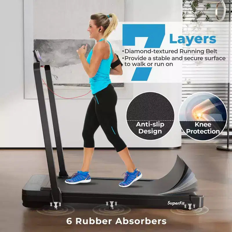 Tapis de course pliable Costway 2 en 1 avec télécommande et contrôle par application et écran LED