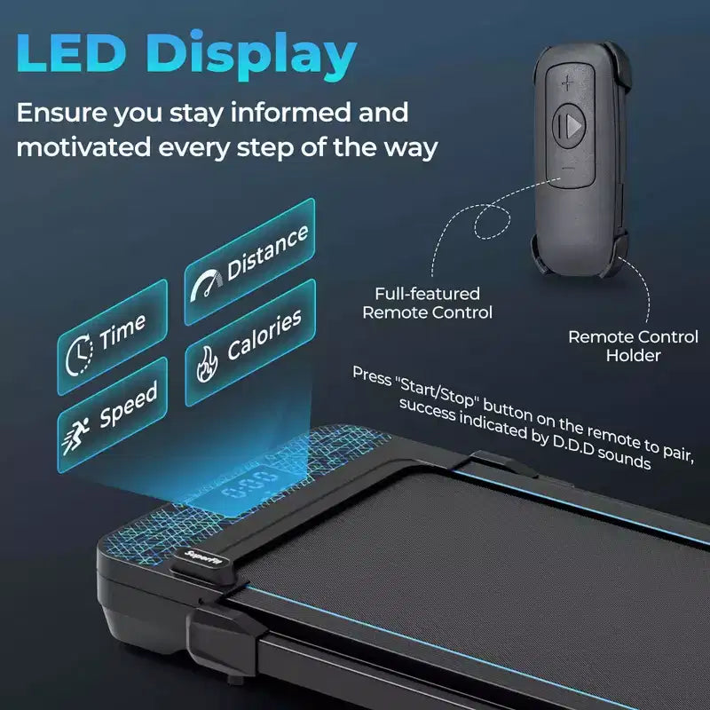 Tapis de course pliable Costway 2 en 1 avec télécommande et contrôle par application et écran LED