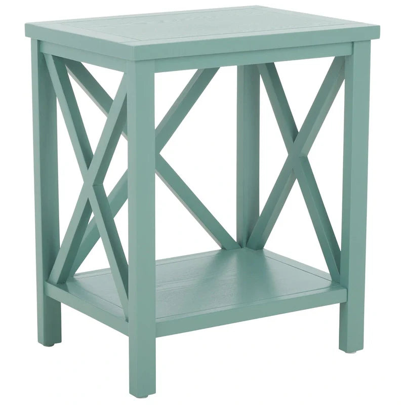 Table d'appoint à dossier croisé Safavieh Yasumi blanche – 18,1 x 13,4 x 21,5 po – 18 po L x 13 po P x 22 po H