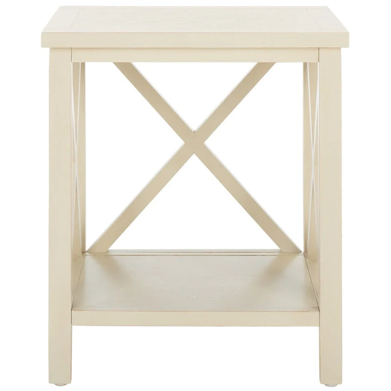 Table d'appoint à dossier croisé Safavieh Yasumi blanche – 18,1 x 13,4 x 21,5 po – 18 po L x 13 po P x 22 po H