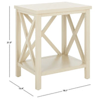Table d'appoint à dossier croisé Safavieh Yasumi blanche – 18,1 x 13,4 x 21,5 po – 18 po L x 13 po P x 22 po H