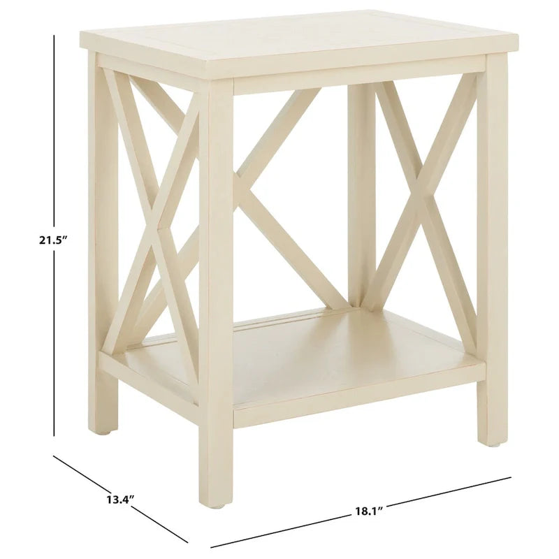 Table d'appoint à dossier croisé Safavieh Yasumi blanche – 18,1 x 13,4 x 21,5 po – 18 po L x 13 po P x 22 po H