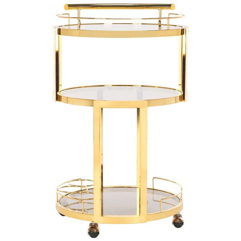 Chariot de bar rond à 3 niveaux SAFAVIEH Sueann - doré/thé - 22,1 x 19,7 x 34,3 - 22lx20Px34H