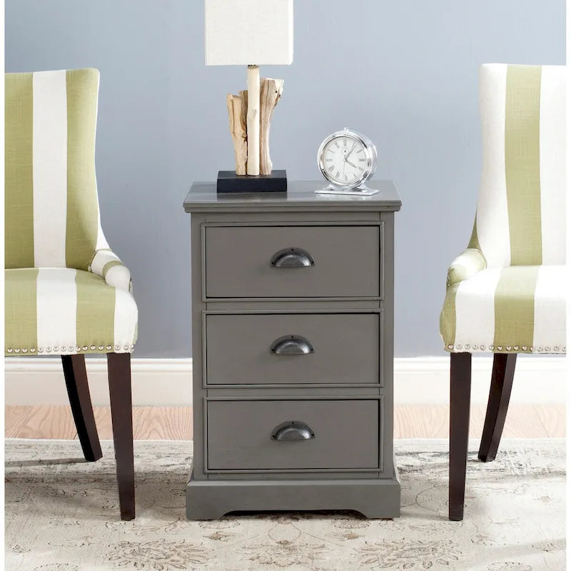 Table d'appoint de rangement à 3 tiroirs SAFAVIEH Claudine Gris - 17,7 x 13,8 x 26,8 - 18Lx14Px26H