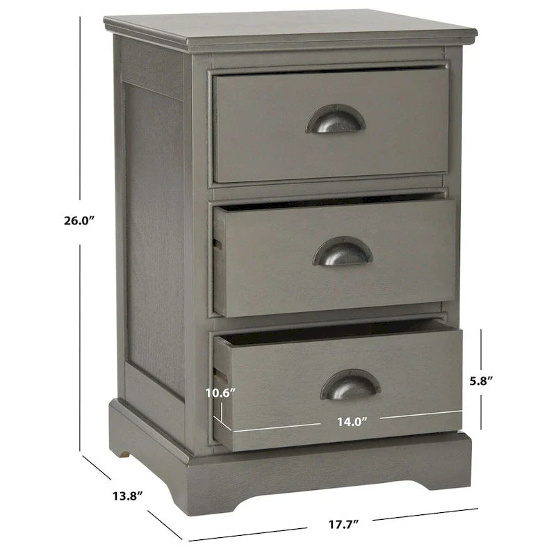 Table d'appoint de rangement à 3 tiroirs SAFAVIEH Claudine Gris - 17,7 x 13,8 x 26,8 - 18Lx14Px26H
