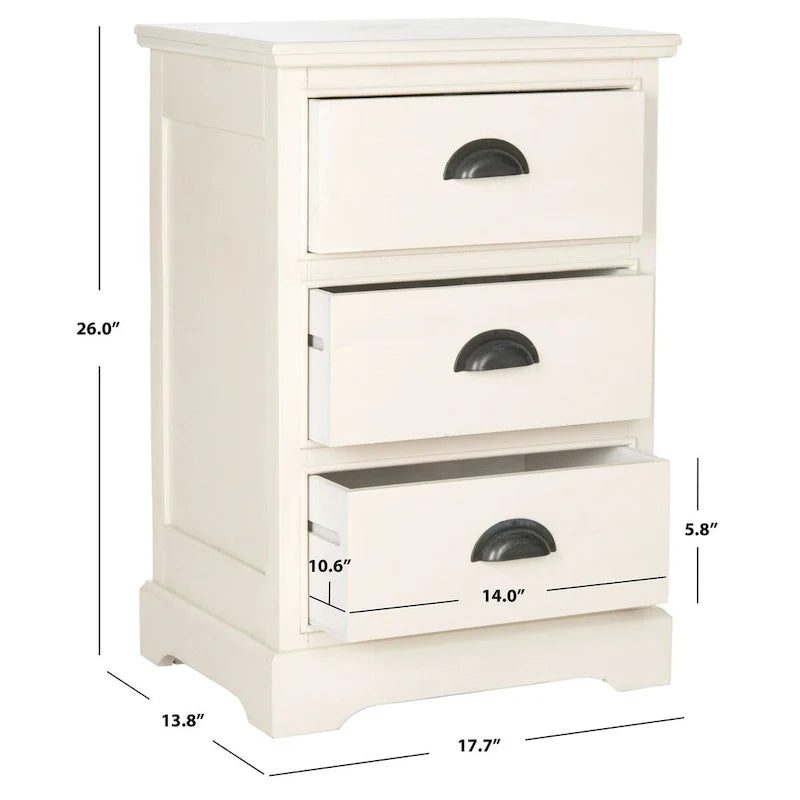 Table d'appoint de rangement à 3 tiroirs SAFAVIEH Claudine Gris - 17,7 x 13,8 x 26,8 - 18Lx14Px26H