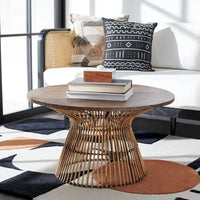 SAFAVIEH Aveline Table basse ronde moderne en rotin - 31,5 l x 31,5 P x 17,7 H - 32L x 32P x 18H