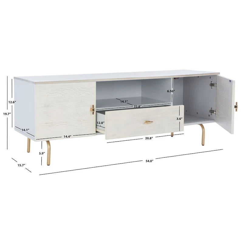 Meuble TV multimédia SAFAVIEH Lerke - 54 L x 15.7 P x 19.7 H - 54Lx16Px20H