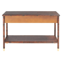 Console de table SAFAVIEH Franc brun foncé/doré à 2 tiroirs et 1 étagère - 42 L x 15,8 P x 29 H - 42Lx16Px29H