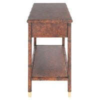 Console de table SAFAVIEH Franc brun foncé/doré à 2 tiroirs et 1 étagère - 42 L x 15,8 P x 29 H - 42Lx16Px29H
